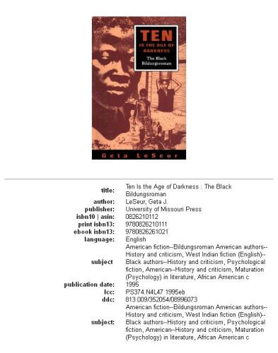 Ten Is the Age of Darkness: The Black Bildungsroman