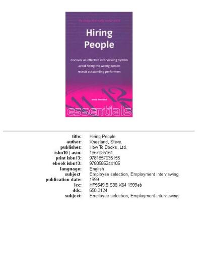 Hiring People (Essentials)