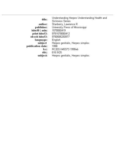Understanding Herpes (Understanding Health and Sickness Series)