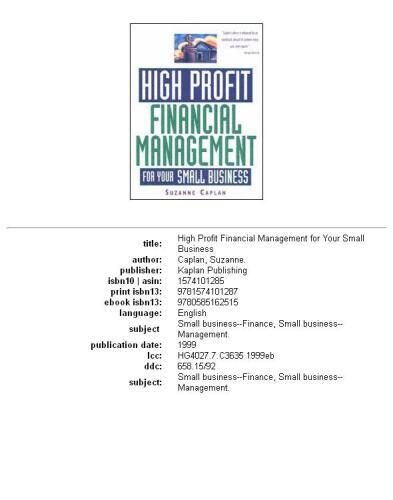 High Profit Financial Management for Your Small Business
