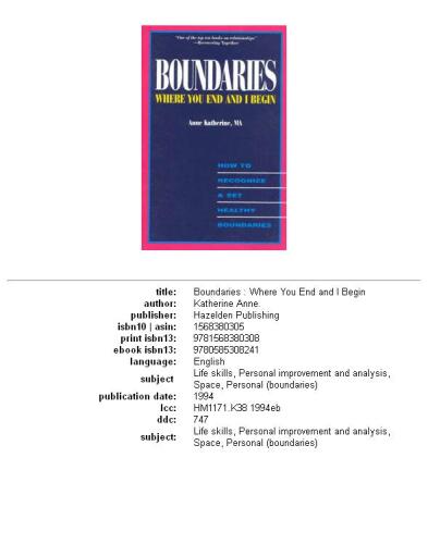 Boundaries - Where You End And I Begin: How To Recognize And Set Healthy Boundaries