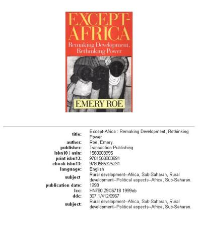 Except-Africa: Remaking Development, Rethinking Power