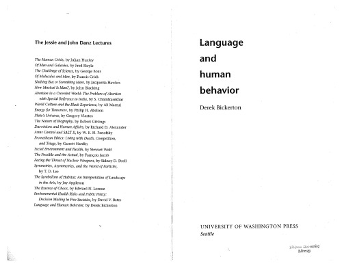 Language and Human Behavior (The Jessie and John Danz Lectures)