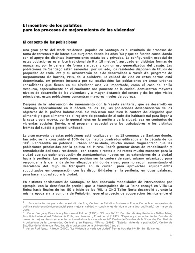 El Incentivo de los Palafitos para los Procesos de Mejoramiento de las Viviendas