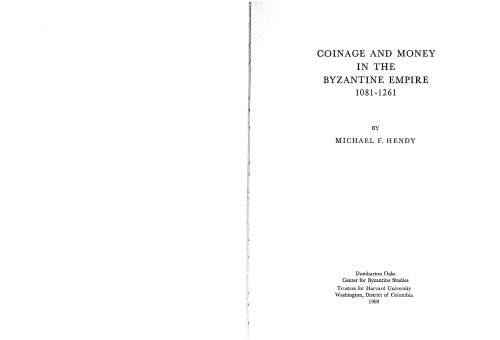 Coinage and Money in the Byzantine Empire, 1081-1261