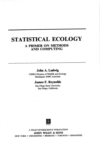 Statistical ecology: a primer on methods and computing, Volume 1