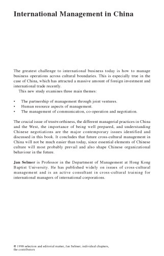 International Management in China: Cross-Cultural Issues (Routledge Advances in Asia-Pacific Business)