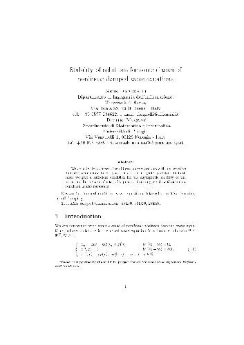 Stability of solutions for some classes of nonlinear damped wave equations