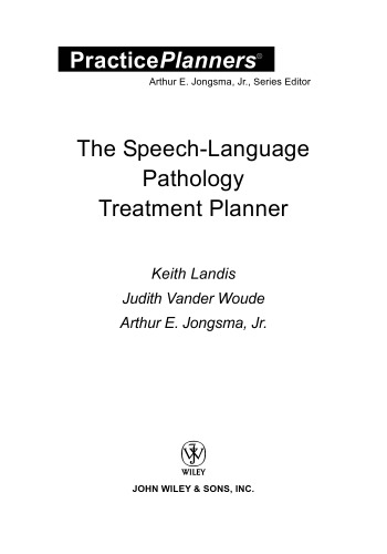 The Speech-Language Pathology Treatment Planner (Practice Planners)
