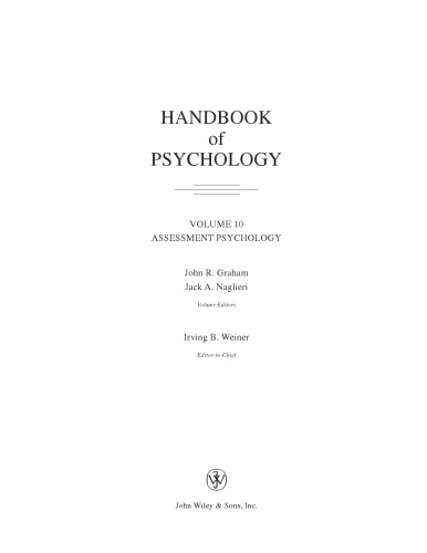 Handbook of Psychology, Assessment Psychology