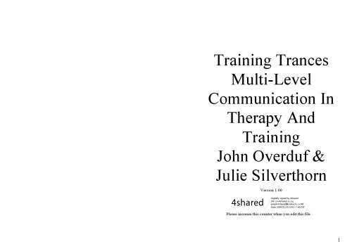 Training Trances: Multi-Level Communication in Therapy and Training