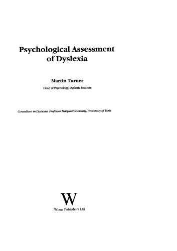 Psychological Assessment of Dyslexia