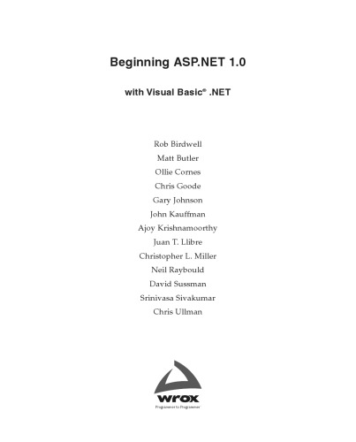 Beginning ASP.NET 1.0 with Visual Basic.NET