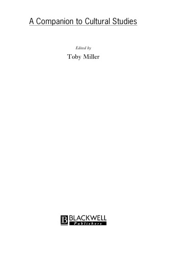A Companion to Cultural Studies (Blackwell Companions in Cultural Studies)