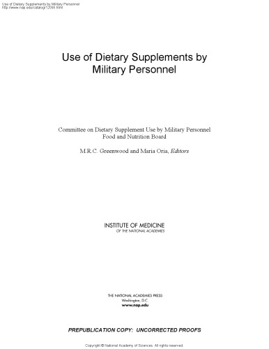Use of Dietary Supplements by Military Personnel