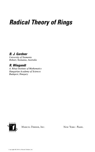 Radical Theory of Rings