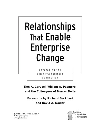Relationships That Enable Enterprise Change: Leveraging the Client-Consultant Connection (J-B O-D (Organizational Development))