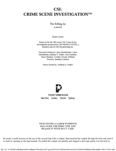 CSI: Crime Scene Investigation: The Killing Jar