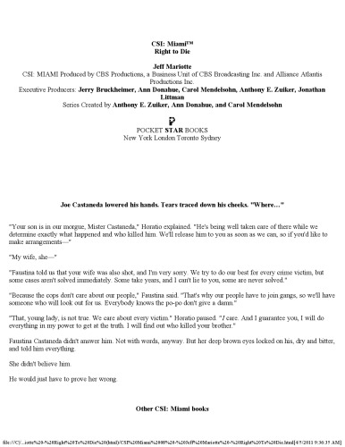 CSI: Miami: Right to Die