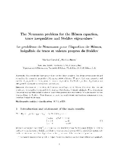 The Neumann problem for the Henon equation, trace inequalities and Steklov eigenvalues