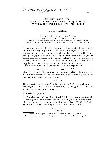 Critical exponents which relate embedding inequalities with quasilinear elliptic problems