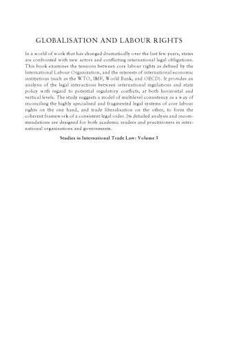 Globalisation And Labour Rights: The Conflict Between Core Labour Rights And International Economic Law (Studies in International Trade Law)