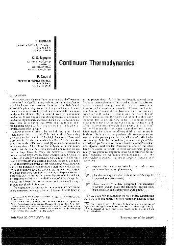 Continuum Thermodynamics
