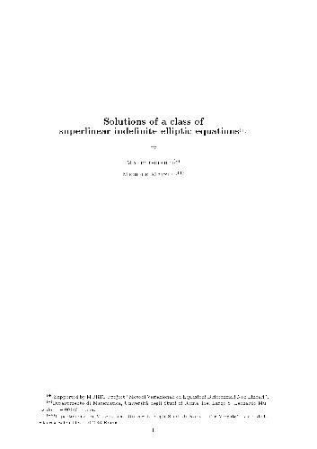 Solutions of a class of superlinear indefinite elliptic equations