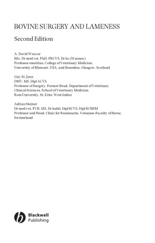 Bovine Surgery and Lameness 2nd Ed