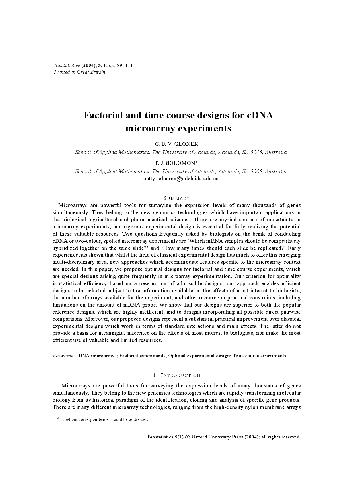 Factorial and time course designs for cDNA microarray experiments