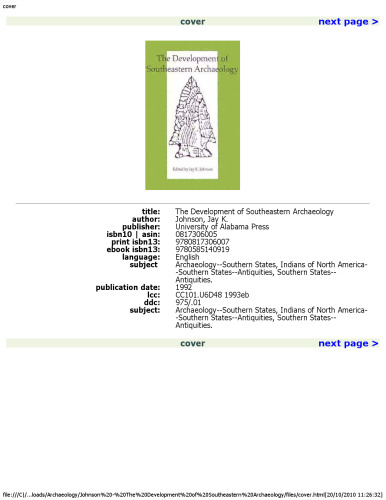 The Development of Southeastern Archaeology