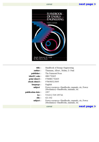 Handbook of Energy Engineering