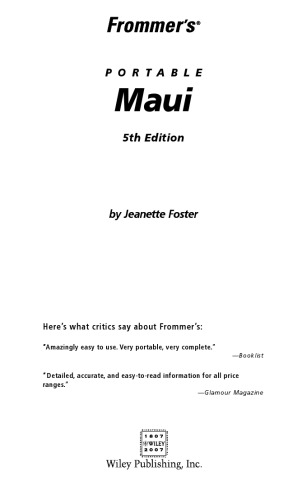 Frommer's Portable Maui  (2007) (Frommer's Portable)