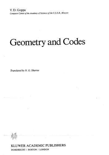 Geometry and Codes