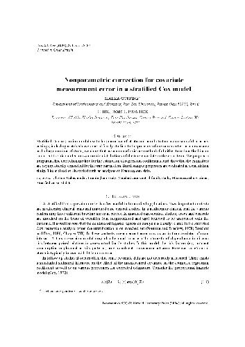 Nonparametric correction for covariate measurement error in a stratified Cox model