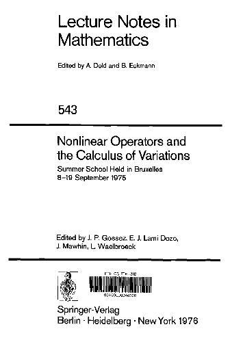 Nonlinear Operators and the Calculus and Variations