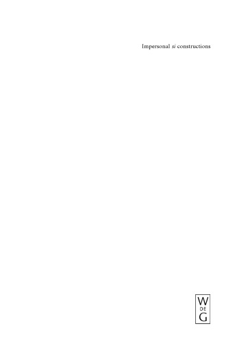 Impersonal ''si'' Constructions: Agreement and Interpretation