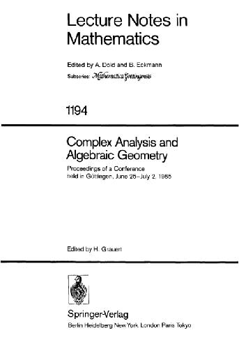 Complex Analysis and Algebraic Geometry
