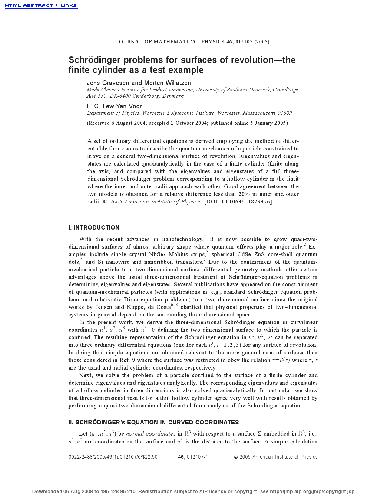 Schrödinger problems for surfaces of revolution-the finite cylinder as a test example
