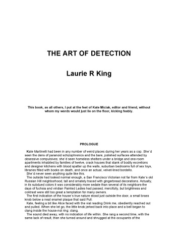 The Art of Detection (Kate Martinelli Mysteries, Book #5)