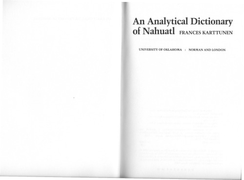 An Analytical Dictionary of Nahuatl