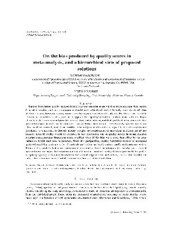 On the bias produced by quality scores in meta-analysis, and a hierarchical view of proposed solutions