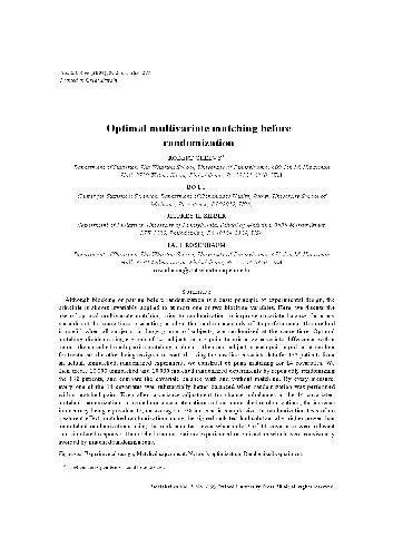 Optimal multivariate matching before randomization