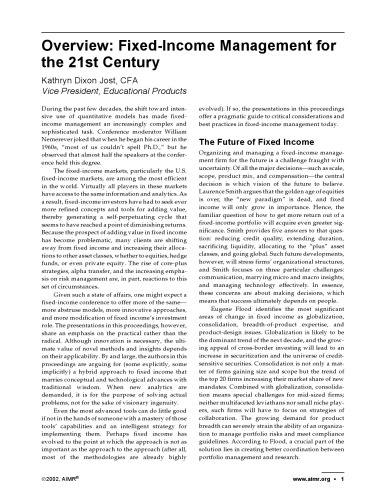 Fixed-Income Management for the 21st Century