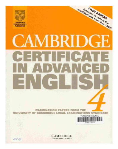 Cambridge Certificate in Advanced English 4 Student's book