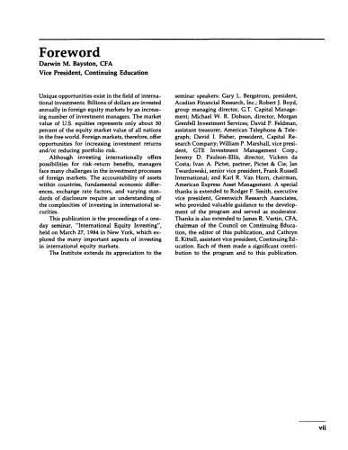 International Equity Investing