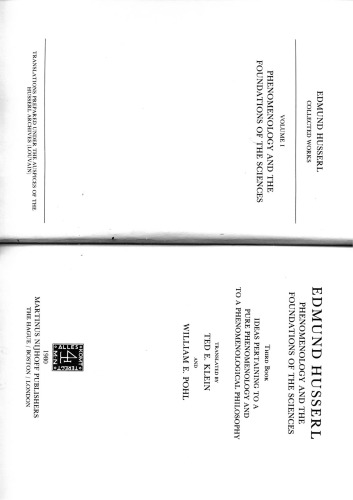 Ideas Pertaining to a Pure Phenomenology and to a Phenomenological Philosophy: Third Book: Phenomenology and the Foundations of Science