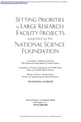 Setting Priorities for Large Research Facility Projects Supported by the Nation Science Foundation