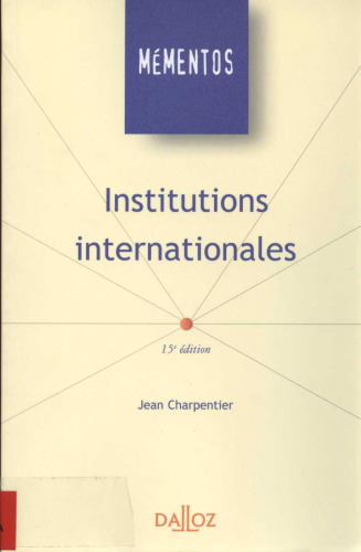 Institutions Internationales, 15e éd.