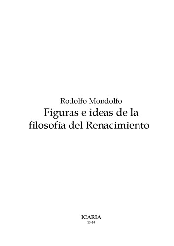 Figuras e Ideas de La Filosofia Del Renacimiento